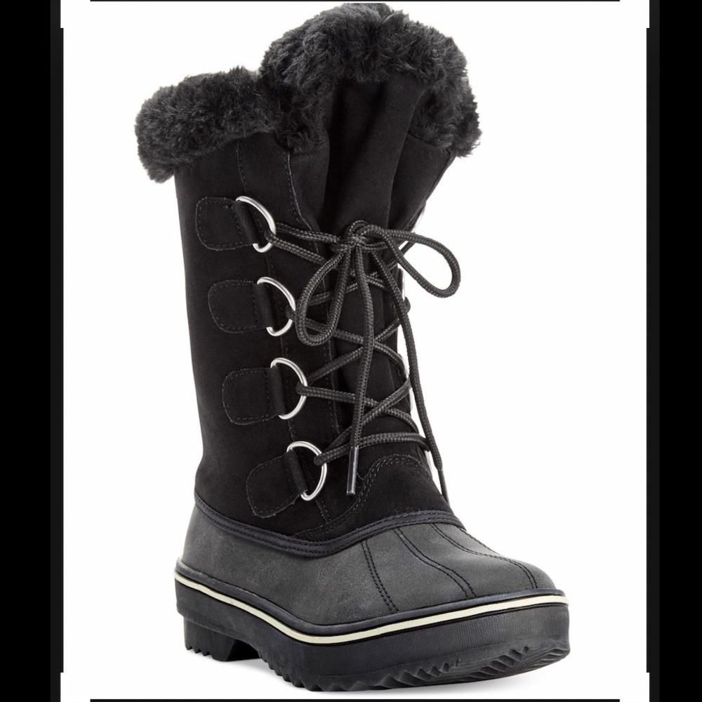 Lace-Up Faux-Fur Cold Weather Waterproof Rain Boot